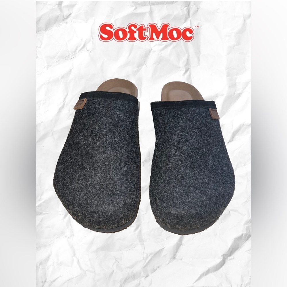 SoftMoc Gray Wool Upper Mules